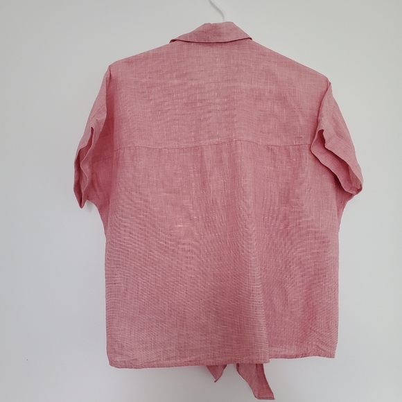 Madewell End on End Short Sleeve Tie Front Shirt - Picture 3 of 4